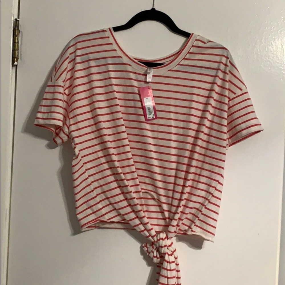 Pink and White Crop Top
